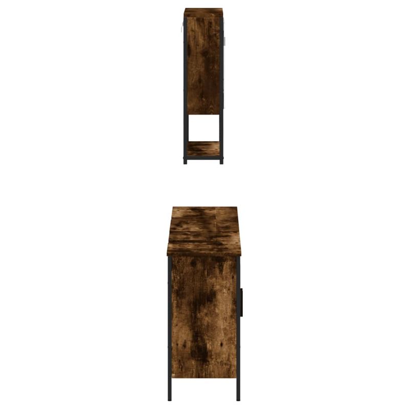 Casa si Gradina - Mobilier - Seturi de mobilier - Seturi baie - Set mobilier de baie, 3 piese, stejar fumuriu, lemn prelucrat - Infinity.ro