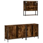 Casa si Gradina - Mobilier - Seturi de mobilier - Seturi baie - Set mobilier de baie, 3 piese, stejar fumuriu, lemn prelucrat - Infinity.ro