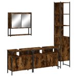Casa si Gradina - Mobilier - Seturi de mobilier - Seturi baie - Set mobilier de baie, 4 piese, stejar fumuriu, lemn prelucrat - Infinity.ro