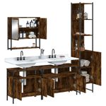 Casa si Gradina - Mobilier - Seturi de mobilier - Seturi baie - Set mobilier de baie, 4 piese, stejar fumuriu, lemn prelucrat - Infinity.ro