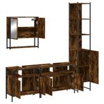 Casa si Gradina - Mobilier - Seturi de mobilier - Seturi baie - Set mobilier de baie, 4 piese, stejar fumuriu, lemn prelucrat - Infinity.ro