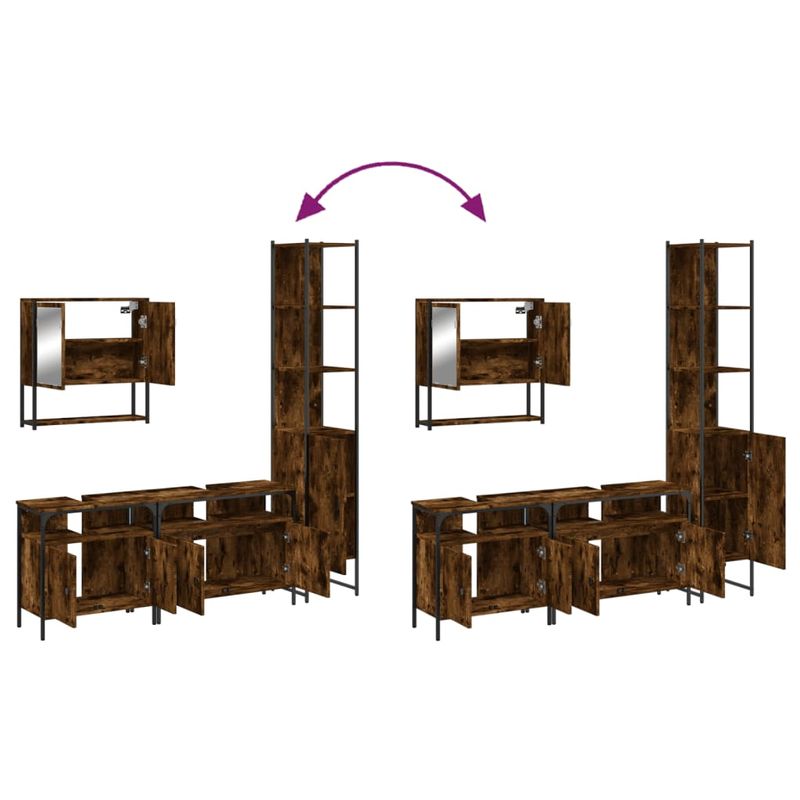 Casa si Gradina - Mobilier - Seturi de mobilier - Seturi baie - Set mobilier de baie, 4 piese, stejar fumuriu, lemn prelucrat - Infinity.ro