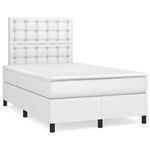 Casa si Gradina - Mobilier - Paturi si accesorii - Paturi - Pat box spring cu saltea si LED, alb, 120x190 cm, piele eco - Infinity.ro