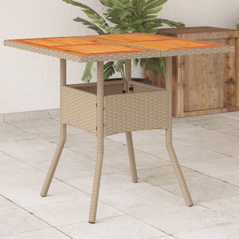Casa si Gradina - Gradina si terasa - Mobilier exterior - Mese gradina - Masa de gradina, bej, 80x80x75 cm, poliratan si lemn acacia - Infinity.ro