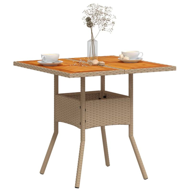 Casa si Gradina - Gradina si terasa - Mobilier exterior - Mese gradina - Masa de gradina, bej, 80x80x75 cm, poliratan si lemn acacia - Infinity.ro
