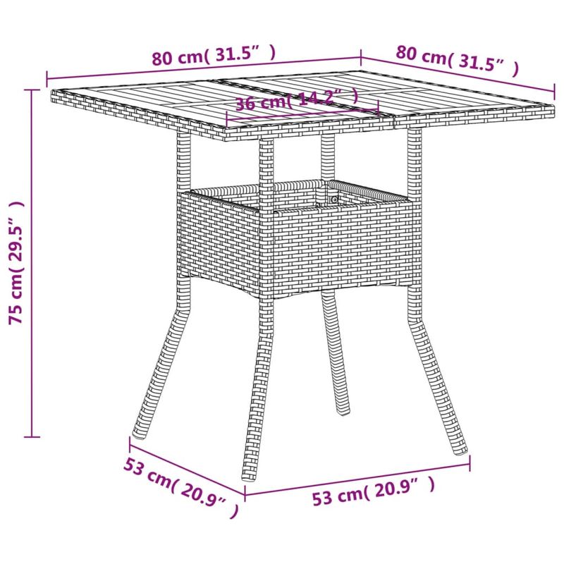 Casa si Gradina - Gradina si terasa - Mobilier exterior - Mese gradina - Masa de gradina, bej, 80x80x75 cm, poliratan si lemn acacia - Infinity.ro
