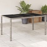 Casa si Gradina - Gradina si terasa - Mobilier exterior - Mese gradina - Masa gradina blat din sticla gri deschis 150x90x75 cm poliratan - Infinity.ro