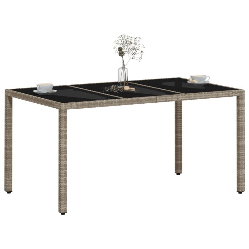 Casa si Gradina - Gradina si terasa - Mobilier exterior - Mese gradina - Masa gradina blat din sticla gri deschis 150x90x75 cm poliratan - Infinity.ro