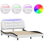 Casa si Gradina - Mobilier - Paturi si accesorii - Paturi - Cadru de pat cu LED, alb si negru, 160x200 cm, piele ecologica - Infinity.ro