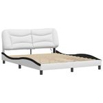 Casa si Gradina - Mobilier - Paturi si accesorii - Paturi - Cadru de pat cu LED, alb si negru, 160x200 cm, piele ecologica - Infinity.ro