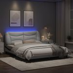 Casa si Gradina - Mobilier - Paturi si accesorii - Paturi - Cadru de pat cu LED, alb si negru, 160x200 cm, piele ecologica - Infinity.ro