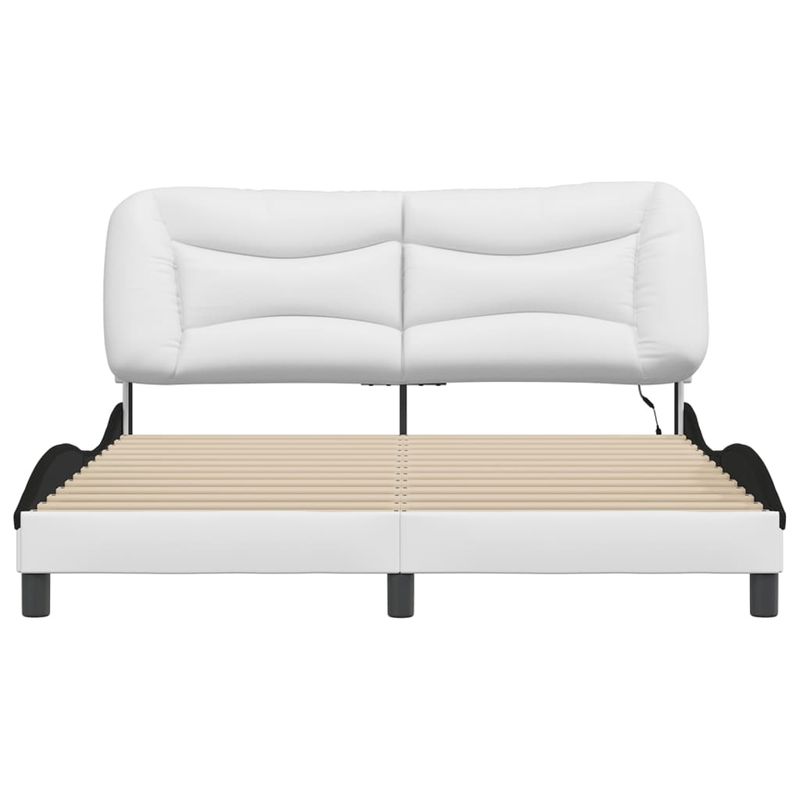 Casa si Gradina - Mobilier - Paturi si accesorii - Paturi - Cadru de pat cu LED, alb si negru, 160x200 cm, piele ecologica - Infinity.ro