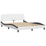 Casa si Gradina - Mobilier - Paturi si accesorii - Paturi - Cadru de pat cu LED, alb si negru, 160x200 cm, piele ecologica - Infinity.ro