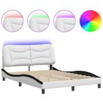 Casa si Gradina - Mobilier - Paturi si accesorii - Paturi - Cadru de pat cu LED, alb si negru, 120x200 cm, piele ecologica - Infinity.ro