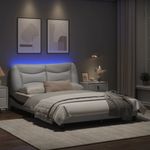 Casa si Gradina - Mobilier - Paturi si accesorii - Paturi - Cadru de pat cu LED, alb si negru, 120x200 cm, piele ecologica - Infinity.ro
