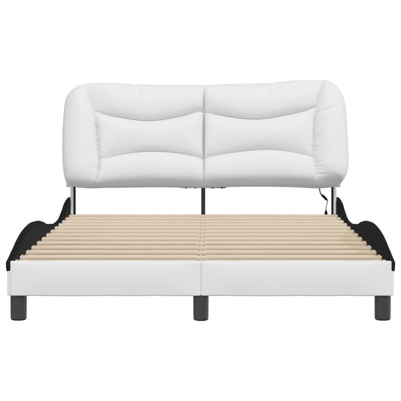 Casa si Gradina - Mobilier - Paturi si accesorii - Paturi - Cadru de pat cu LED, alb si negru, 120x200 cm, piele ecologica - Infinity.ro