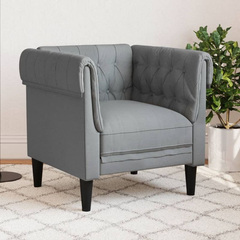 Casa si Gradina - Mobilier - Scaune si fotolii - Fotolii - Fotoliu Chesterfield gri deschis, material textil - Infinity.ro