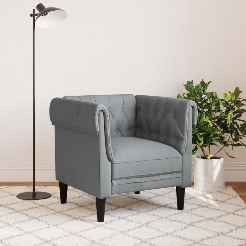 Casa si Gradina - Mobilier - Scaune si fotolii - Fotolii - Fotoliu Chesterfield gri deschis, material textil - Infinity.ro