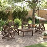 Casa si Gradina - Gradina si terasa - Mobilier exterior - Scaune si sezlonguri gradina - Scaune de gradina, 4 buc., lemn masiv de brad, maro închis - Infinity.ro