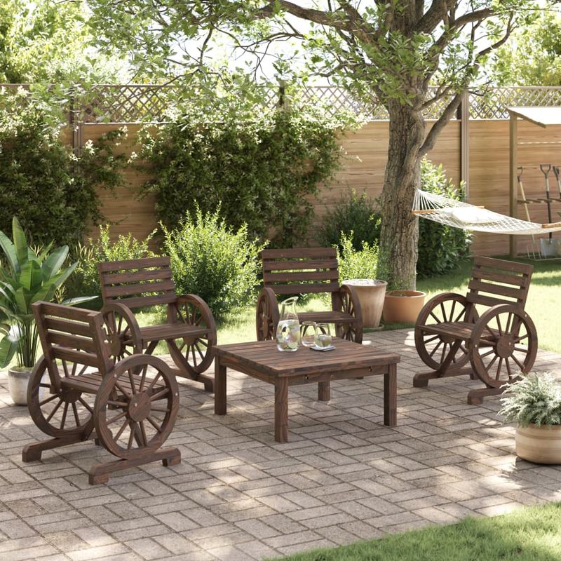 Casa si Gradina - Gradina si terasa - Mobilier exterior - Scaune si sezlonguri gradina - Scaune de gradina, 4 buc., lemn masiv de brad, maro închis - Infinity.ro