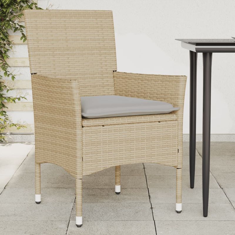 Casa si Gradina - Gradina si terasa - Mobilier exterior - Scaune si sezlonguri gradina - Fotolii de gradina cu perne, 2 buc., bej, poliratan - Infinity.ro