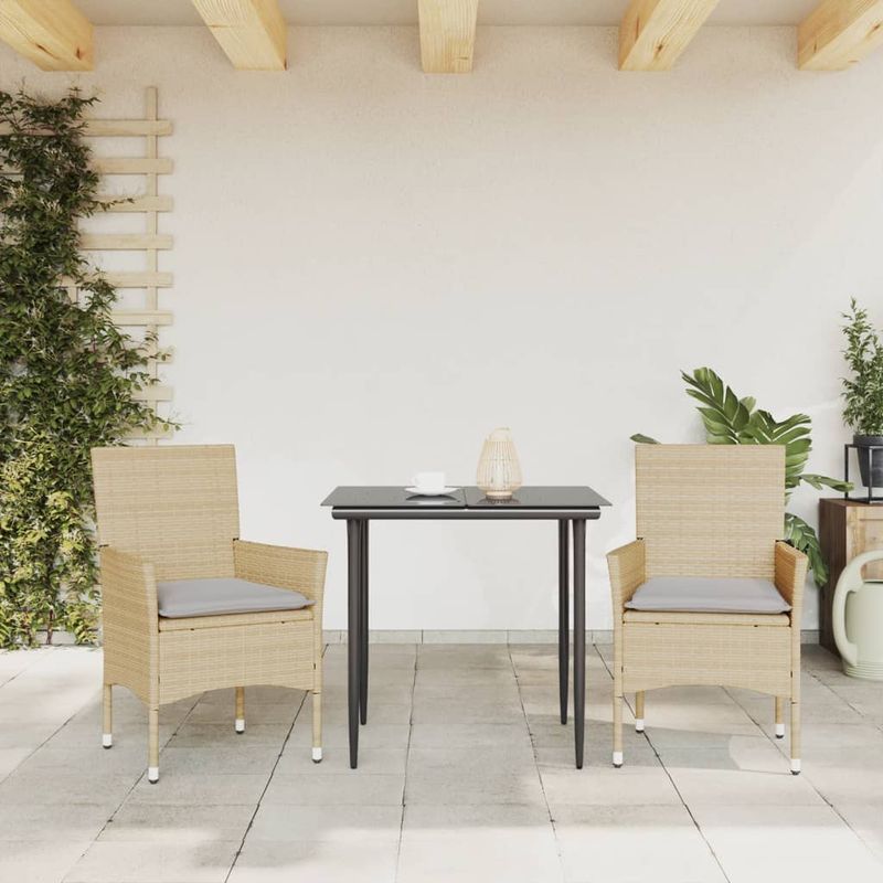 Casa si Gradina - Gradina si terasa - Mobilier exterior - Scaune si sezlonguri gradina - Fotolii de gradina cu perne, 2 buc., bej, poliratan - Infinity.ro