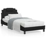 Casa si Gradina - Mobilier - Paturi si accesorii - Paturi - Pat continental cu saltea, negru, 80x200 cm, piele ecologica - Infinity.ro
