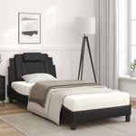 Casa si Gradina - Mobilier - Paturi si accesorii - Paturi - Pat continental cu saltea, negru, 80x200 cm, piele ecologica - Infinity.ro