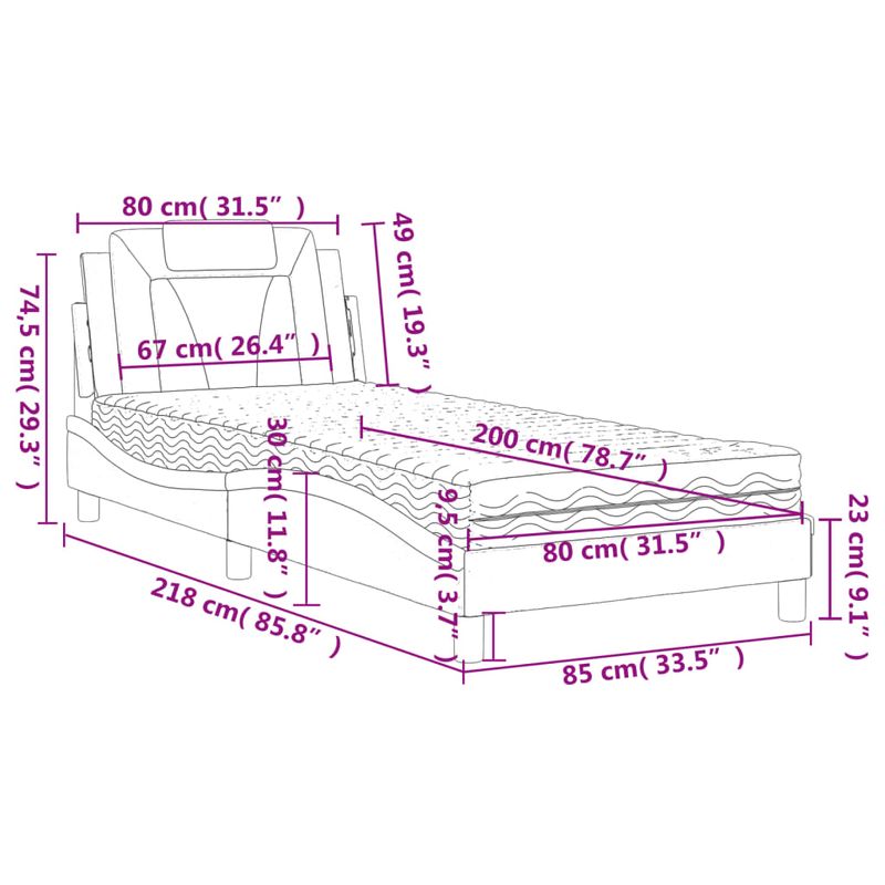 Casa si Gradina - Mobilier - Paturi si accesorii - Paturi - Pat continental cu saltea, negru, 80x200 cm, piele ecologica - Infinity.ro