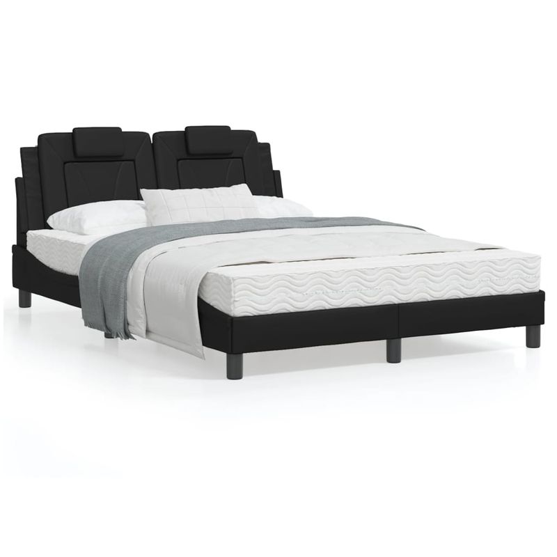 Casa si Gradina - Mobilier - Paturi si accesorii - Paturi - Pat cu saltea, negru, 120x200 cm, piele ecologica - Infinity.ro