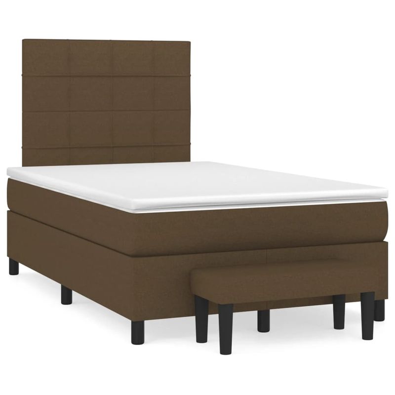 Casa si Gradina - Mobilier - Paturi si accesorii - Paturi - Pat box spring cu saltea, maro inchis, 120x190 cm, textil - Infinity.ro