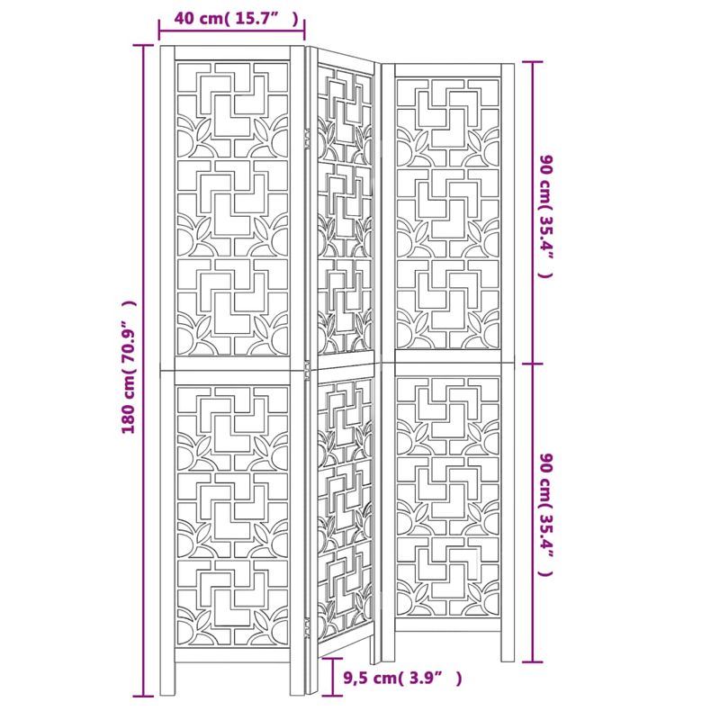 Casa si Gradina - Decoratiuni - Pereti despartitori si paravane - Paravan de camera cu 3 panouri, maro, lemn masiv paulownia - Infinity.ro