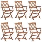 Casa si Gradina - Gradina si terasa - Mobilier exterior - Scaune si sezlonguri gradina - Scaune gradina pliabile, cu perne, 6 buc., lemn masiv de acacia - Infinity.ro