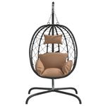 Casa si Gradina - Gradina si terasa - Balansoare si hamace - Balansoare - Scaun suspendat tip ou cu perna, gri taupe, poliratan si otel - Infinity.ro