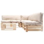 Casa si Gradina - Gradina si terasa - Mobilier exterior - Seturi mobila gradina - Set mobilier gradina paleti cu perne nisipii, 4 piese, lemn - Infinity.ro
