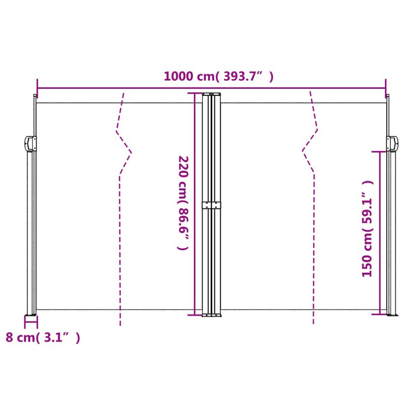 Casa si Gradina - Gradina si terasa - Umbrele si pavilioane - Umbrele - Copertina laterala retractabila, maro, 220x1000 cm - Infinity.ro