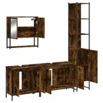 Casa si Gradina - Mobilier - Seturi de mobilier - Seturi baie - Set mobilier de baie, 4 piese, stejar fumuriu, lemn prelucrat - Infinity.ro