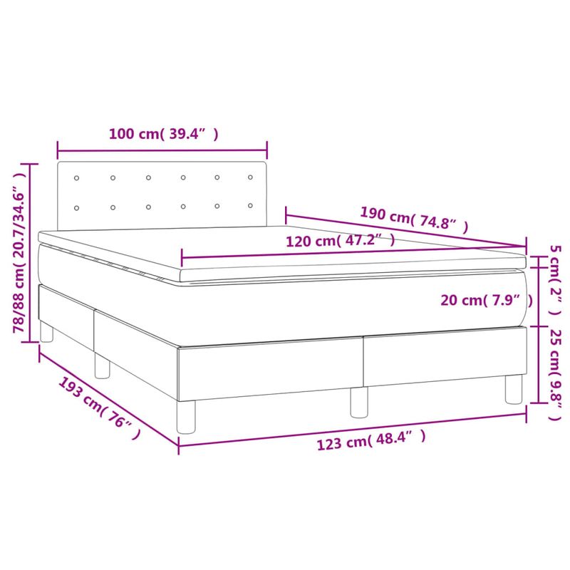 Casa si Gradina - Mobilier - Paturi si accesorii - Paturi - Pat cu arcuri, saltea si LED, negru, 120x190 cm, catifea - Infinity.ro