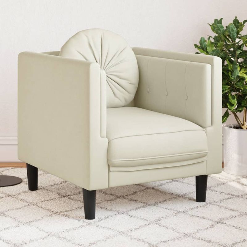 Casa si Gradina - Mobilier - Scaune si fotolii - Fotolii - Fotoliu canapea cu perna, crem, catifea - Infinity.ro
