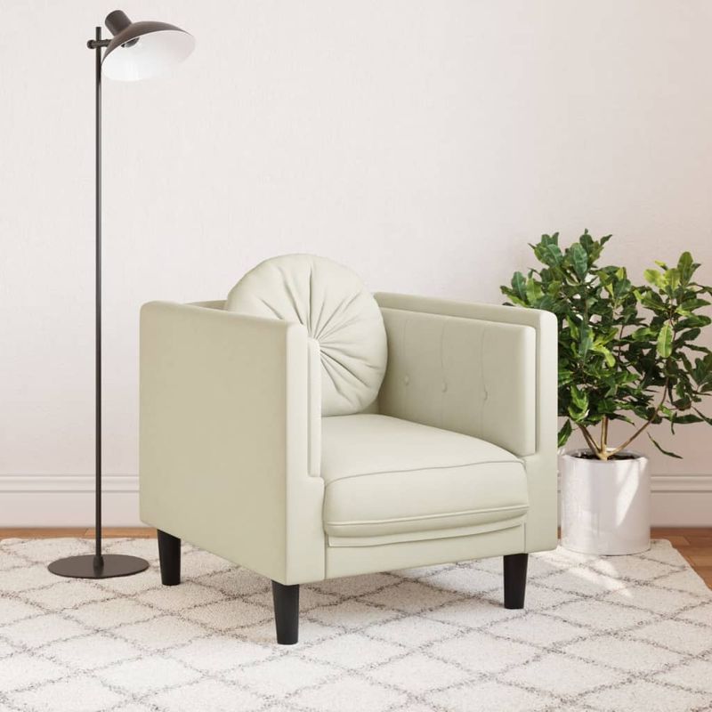 Casa si Gradina - Mobilier - Scaune si fotolii - Fotolii - Fotoliu canapea cu perna, crem, catifea - Infinity.ro