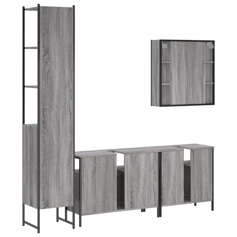 Casa si Gradina - Mobilier - Seturi de mobilier - Seturi baie - Set dulapuri de baie, 4 piese, gri sonoma, lemn prelucrat - Infinity.ro