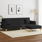 Casa si Gradina - Mobilier - Canapele si coltare - Canapele - Canapea extensibila cu pernuta și taburet 2locuri negru textil, model cu cotieră" - Infinity.ro