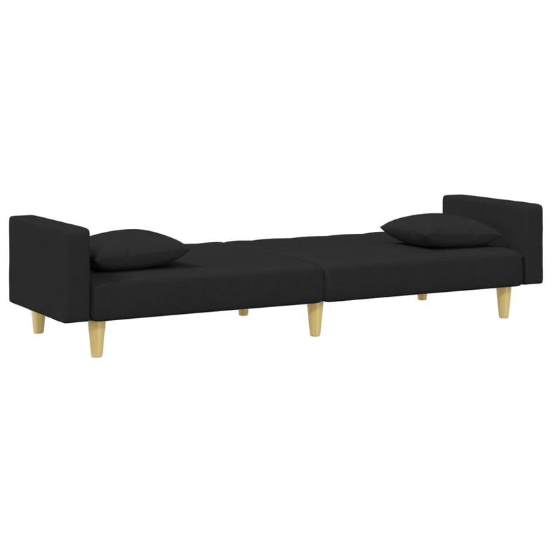 Casa si Gradina - Mobilier - Canapele si coltare - Canapele - Canapea extensibila cu pernuta și taburet 2locuri negru textil, model cu cotieră" - Infinity.ro