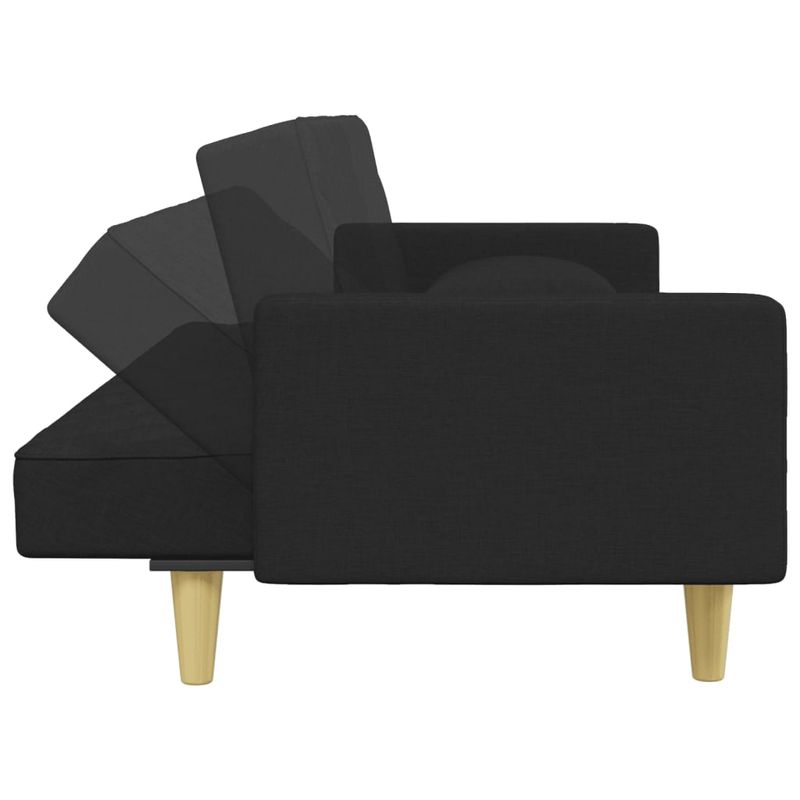 Casa si Gradina - Mobilier - Canapele si coltare - Canapele - Canapea extensibila cu pernuta și taburet 2locuri negru textil, model cu cotieră" - Infinity.ro