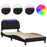 Casa si Gradina - Mobilier - Paturi si accesorii - Paturi - Cadru de pat cu lumini LED negru/alb 90x190 cm piele ecologica - Infinity.ro