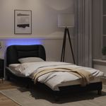 Casa si Gradina - Mobilier - Paturi si accesorii - Paturi - Cadru de pat cu lumini LED negru/alb 90x190 cm piele ecologica - Infinity.ro