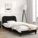 Casa si Gradina - Mobilier - Paturi si accesorii - Paturi - Cadru de pat cu lumini LED negru/alb 90x190 cm piele ecologica - Infinity.ro