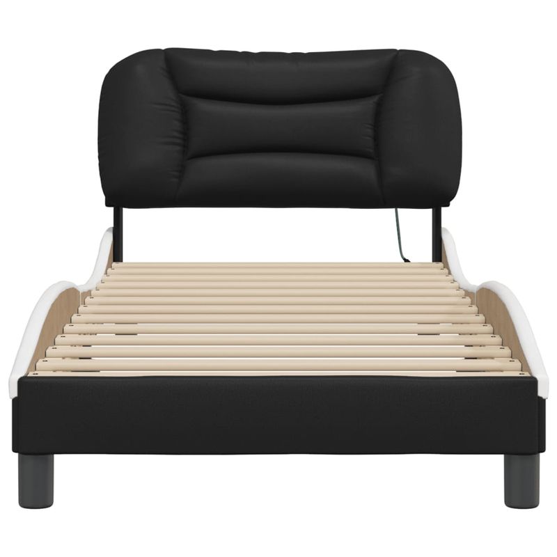 Casa si Gradina - Mobilier - Paturi si accesorii - Paturi - Cadru de pat cu lumini LED negru/alb 90x190 cm piele ecologica - Infinity.ro