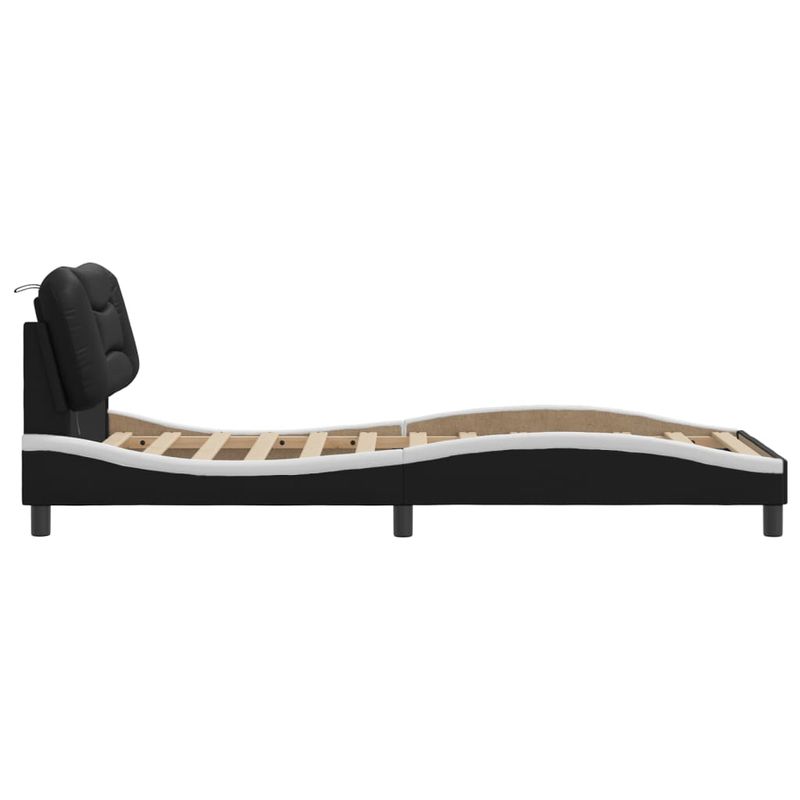Casa si Gradina - Mobilier - Paturi si accesorii - Paturi - Cadru de pat cu lumini LED negru/alb 90x190 cm piele ecologica - Infinity.ro