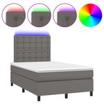 Casa si Gradina - Mobilier - Paturi si accesorii - Paturi - Pat cu arcuri, cu saltea si LED, gri, 120x190 cm, piele eco - Infinity.ro